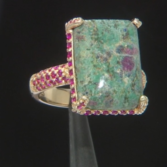 Ruby Fuchsite & 46 Pink Sapphire Ring - Picture 8 of 8